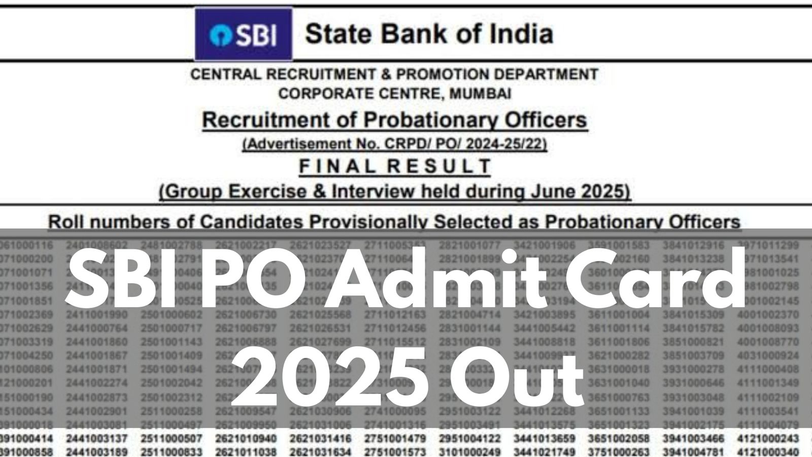 SBI PO Result 2025 Out Check Prelims Result, Cut-Off, and Next Steps at sbi.co.in