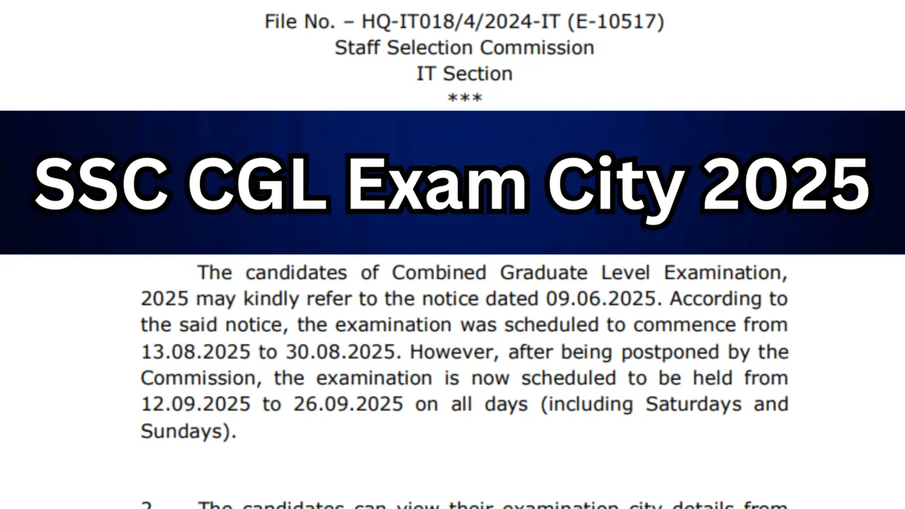 SSC CGL Exam City 2025